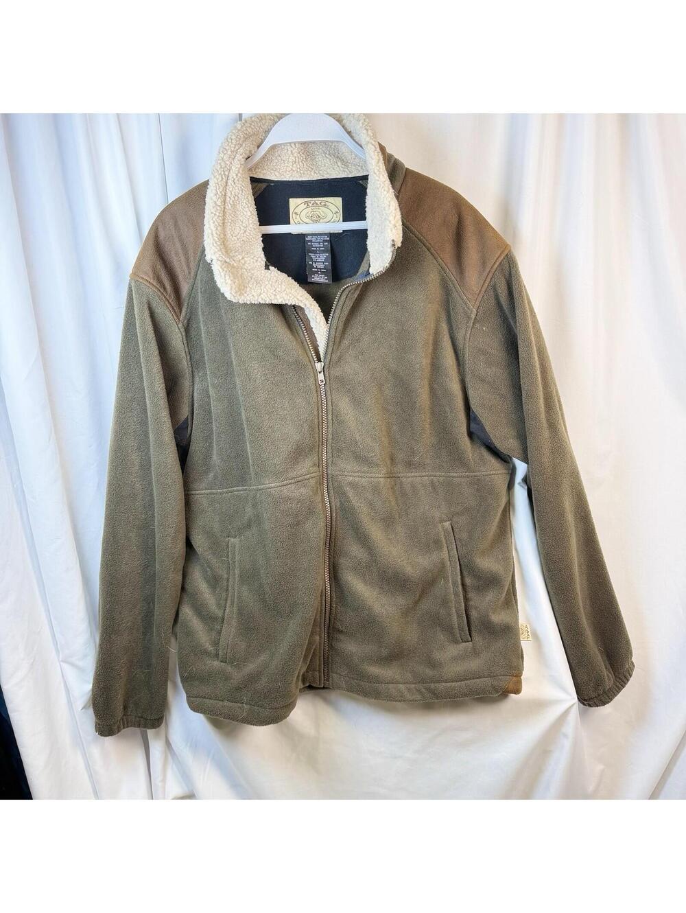 Tag Safari Mens Beige Brown Full Zip Fleece Jacket Classic Soft & Warm Large